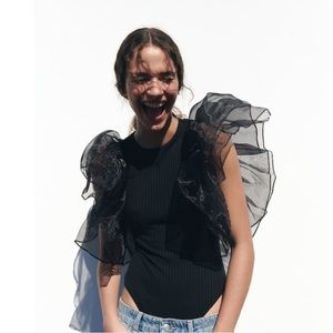 S, ZARA ruffled top